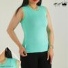 تاپ زنانه یقه و آستین حلقه گیپور رنگ سبز نعنایی روشن